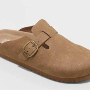 MARINA Cognac Suede Slip-On Clogs - Potato Shoe